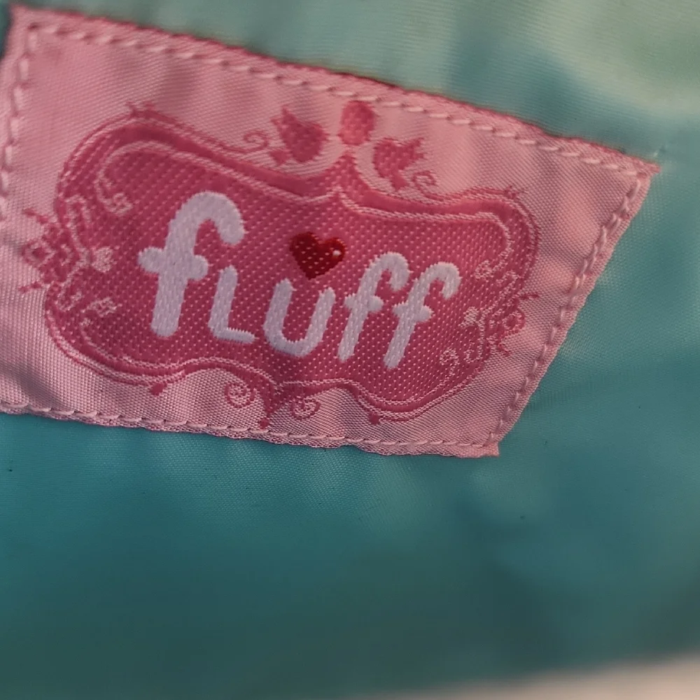 ✨️Fluff Yellow Neoprene Dog Print Travel Pouch with Turquoise Trim